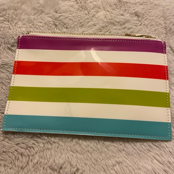 Kate Spade small zip patent bag stripes colorful 8.5”x 5” - Picture 2 of 8